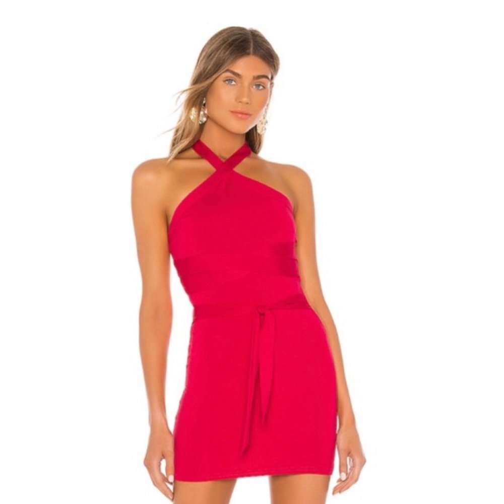 REVOLVE superdown Halter Berry hot pink mini dress
